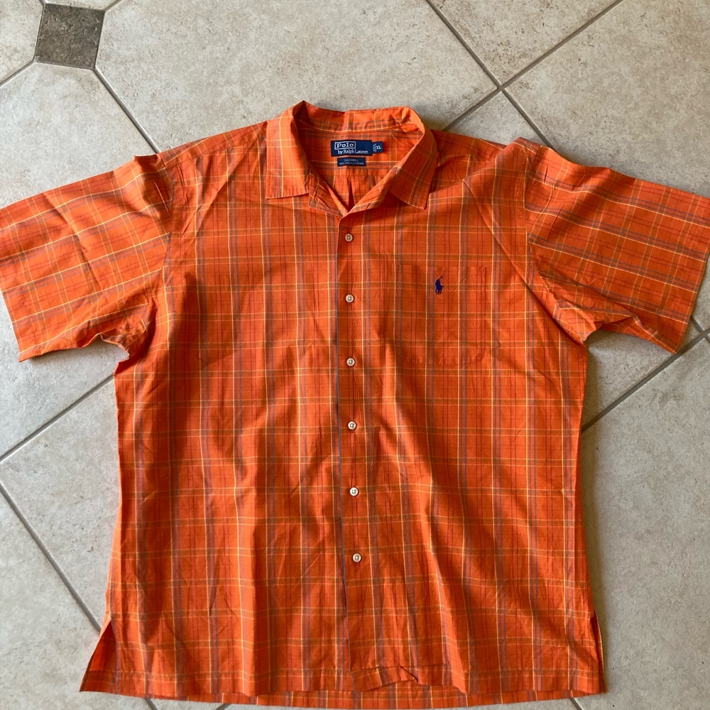 Men’s Polo Ralph Lauren Orange Plaid Shirt